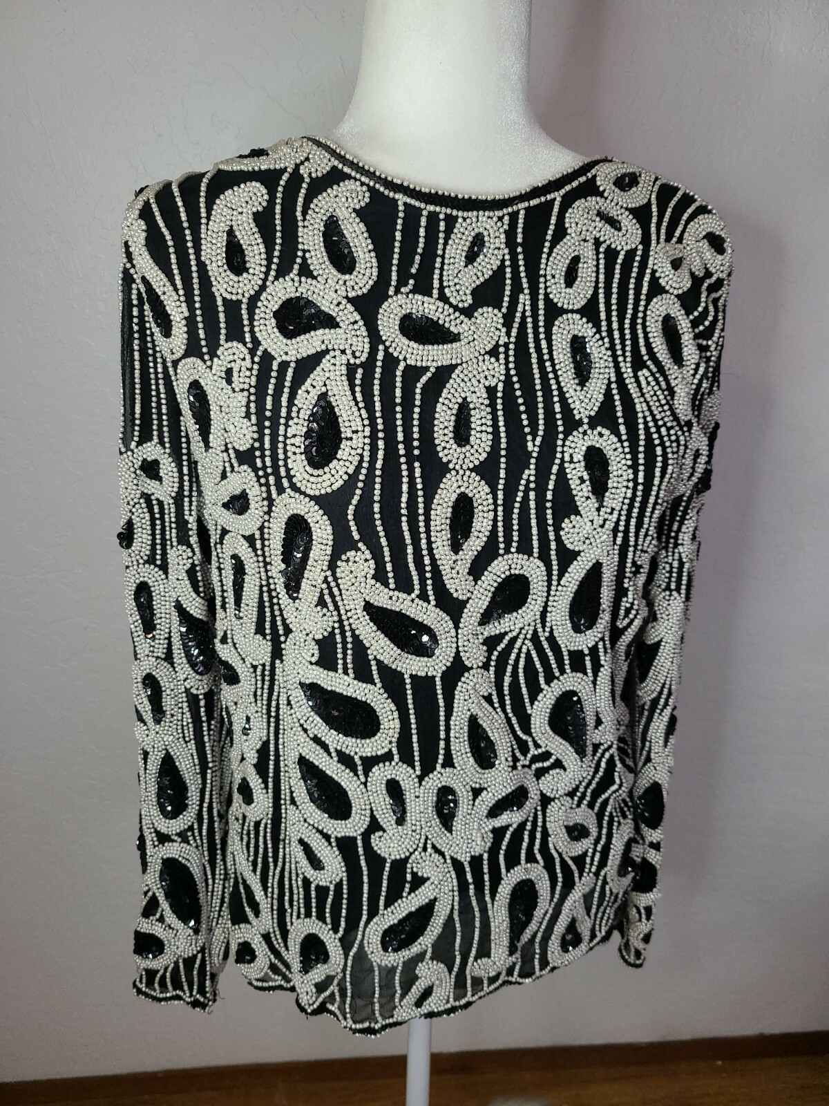 Vintage Swee Lo Beaded Top, Retro Blouse, 1980s-90s
