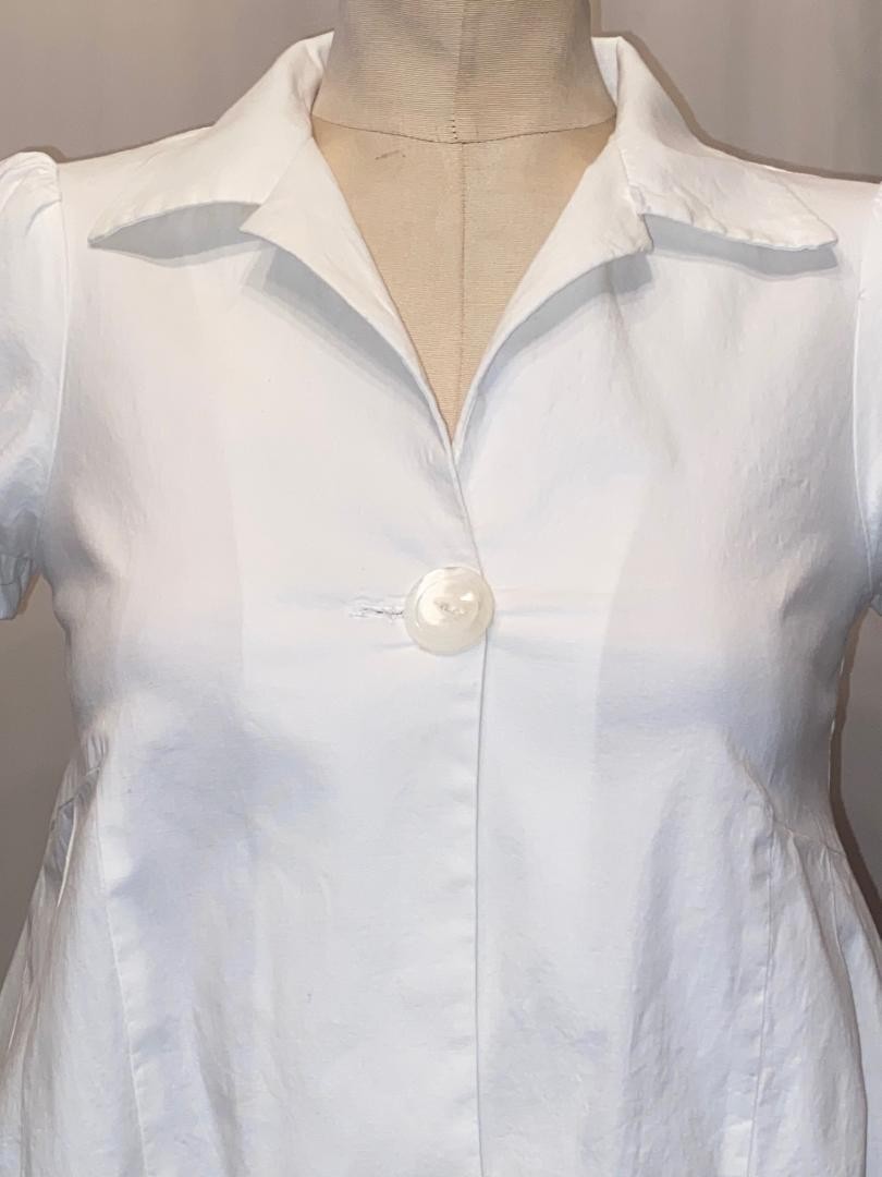 Ella J by 6 Degree Vtg Y2K Cotton Lycra Stretch Peplum Blouse Jacket White XS