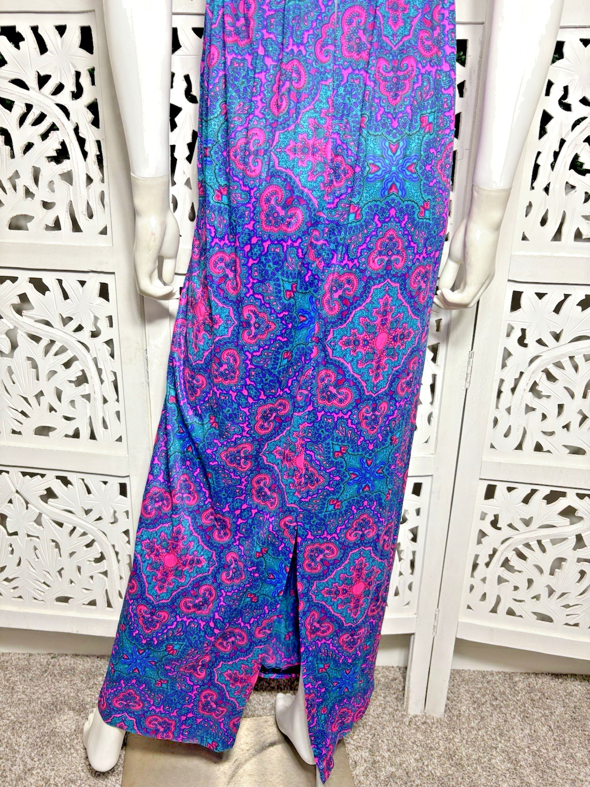 Vintage High Tide Of California Women’s Halter Print Maxi Dress Size Small