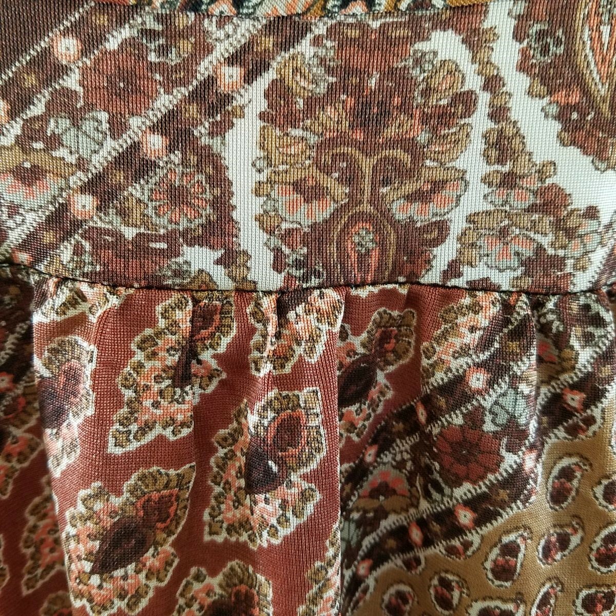 Vtg Anne Klein Lily of France 1970s Paisley Caftan Night Gown Tag Sz L Actual M