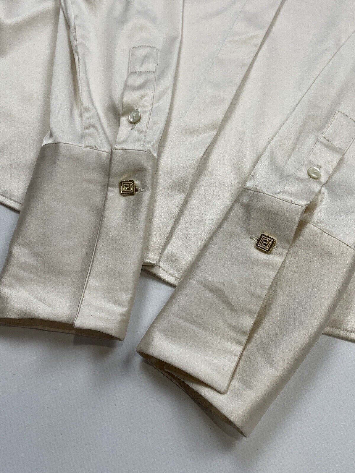 Vintage Versace Classic V2 Silk Shirt Ivory Blouse Top Size 44