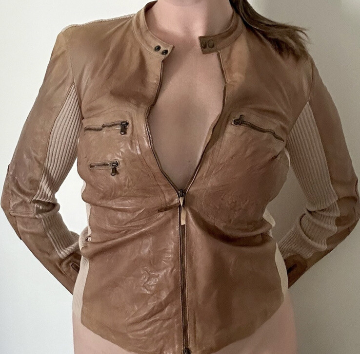 Vintage ROBERTO CAVALLI Lambskin Leather Jacket Y2K Cavalli Class Size 8