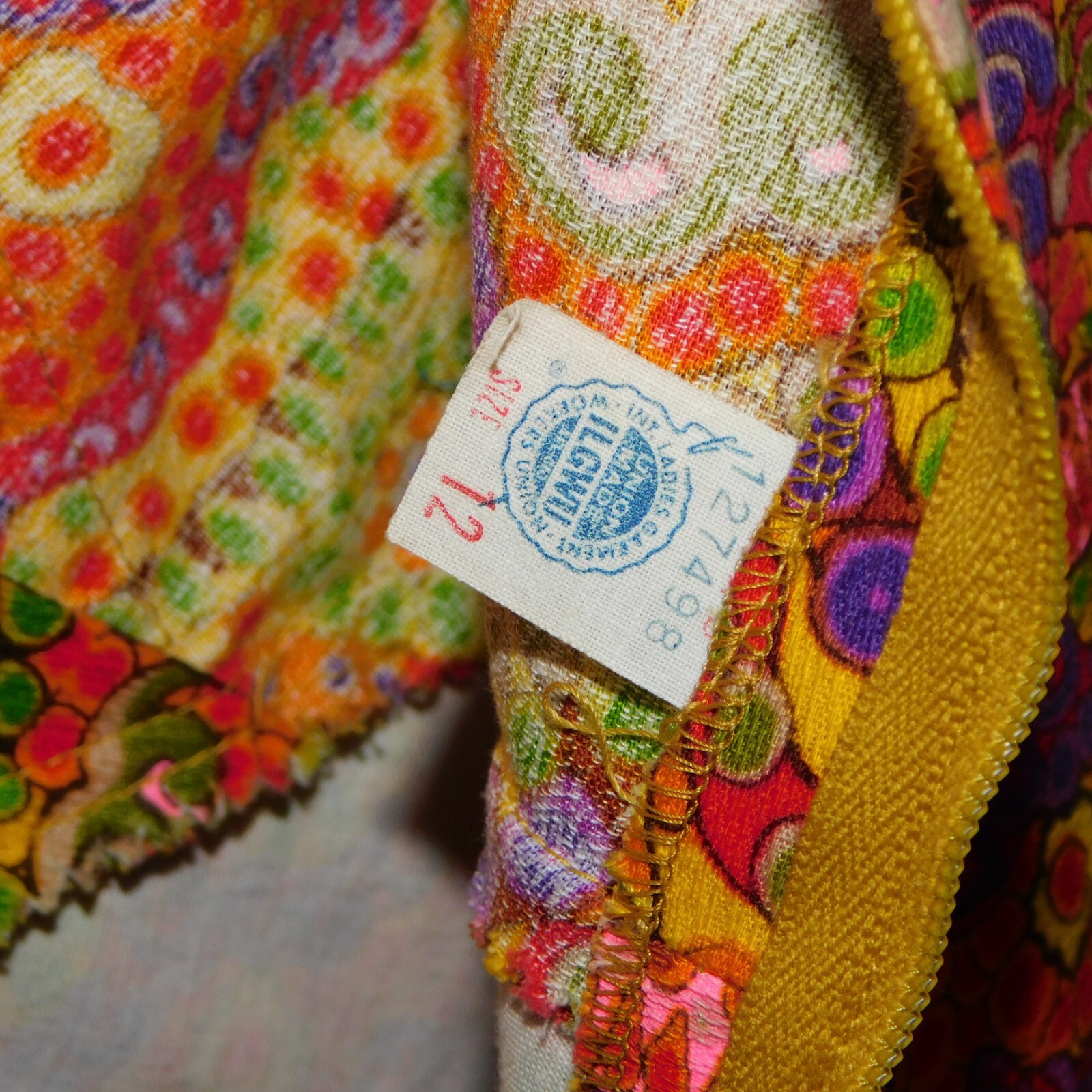 Vtg 70’s Womens M Psychedelic Colorful Floral Maxi Party Dress Nardis Dallas