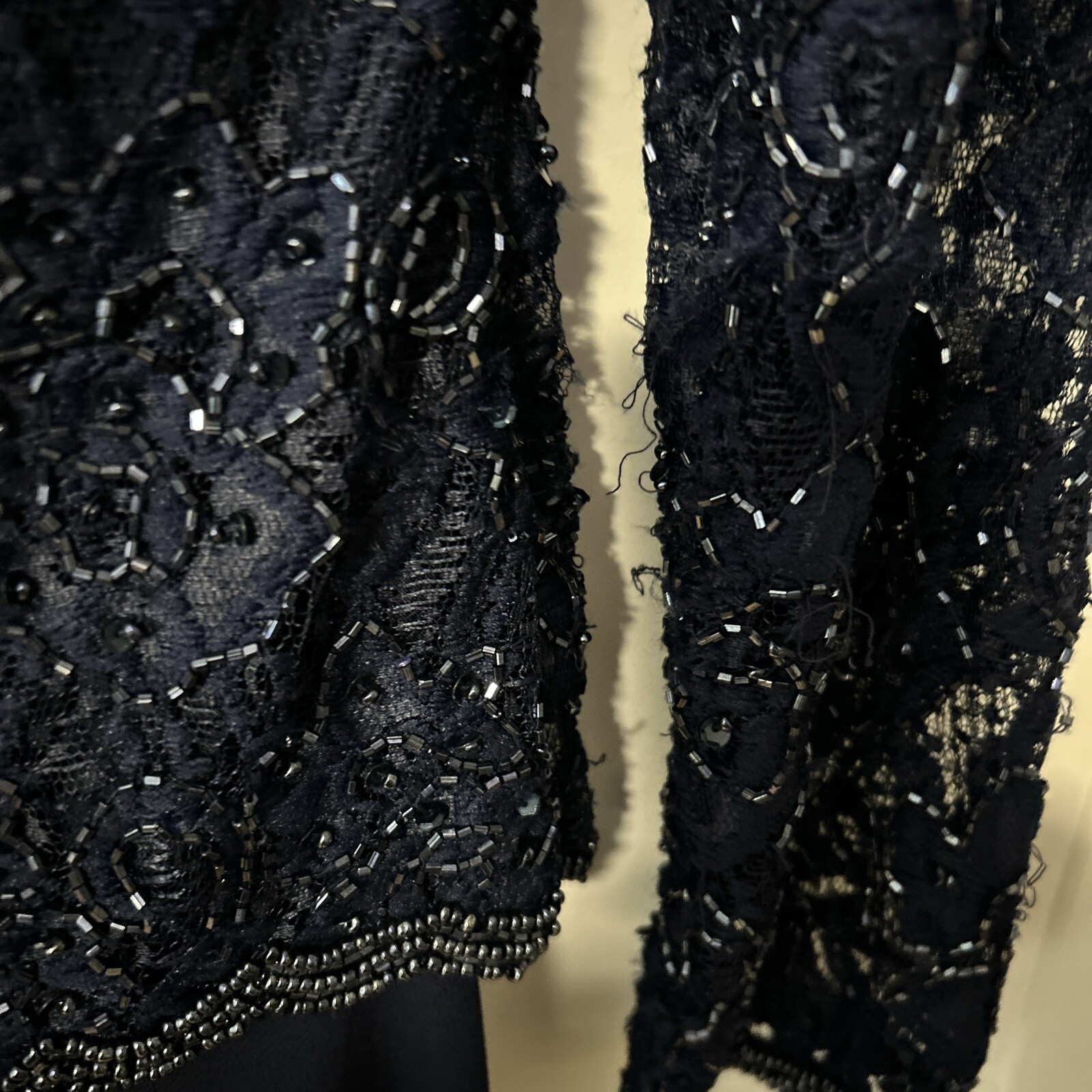 Vintage Brilliante By J.A. Navy Sequined Beaded Dress Medium