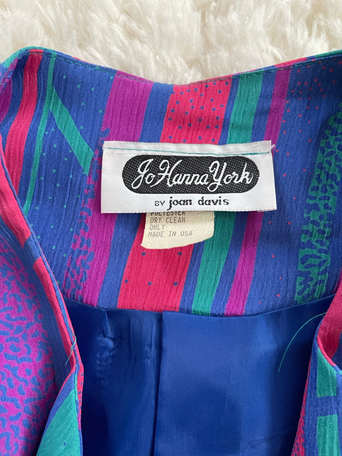 Vintage 80s Colorful Rainbow Women’s Jacket Jo Hanna York Polyester 18W