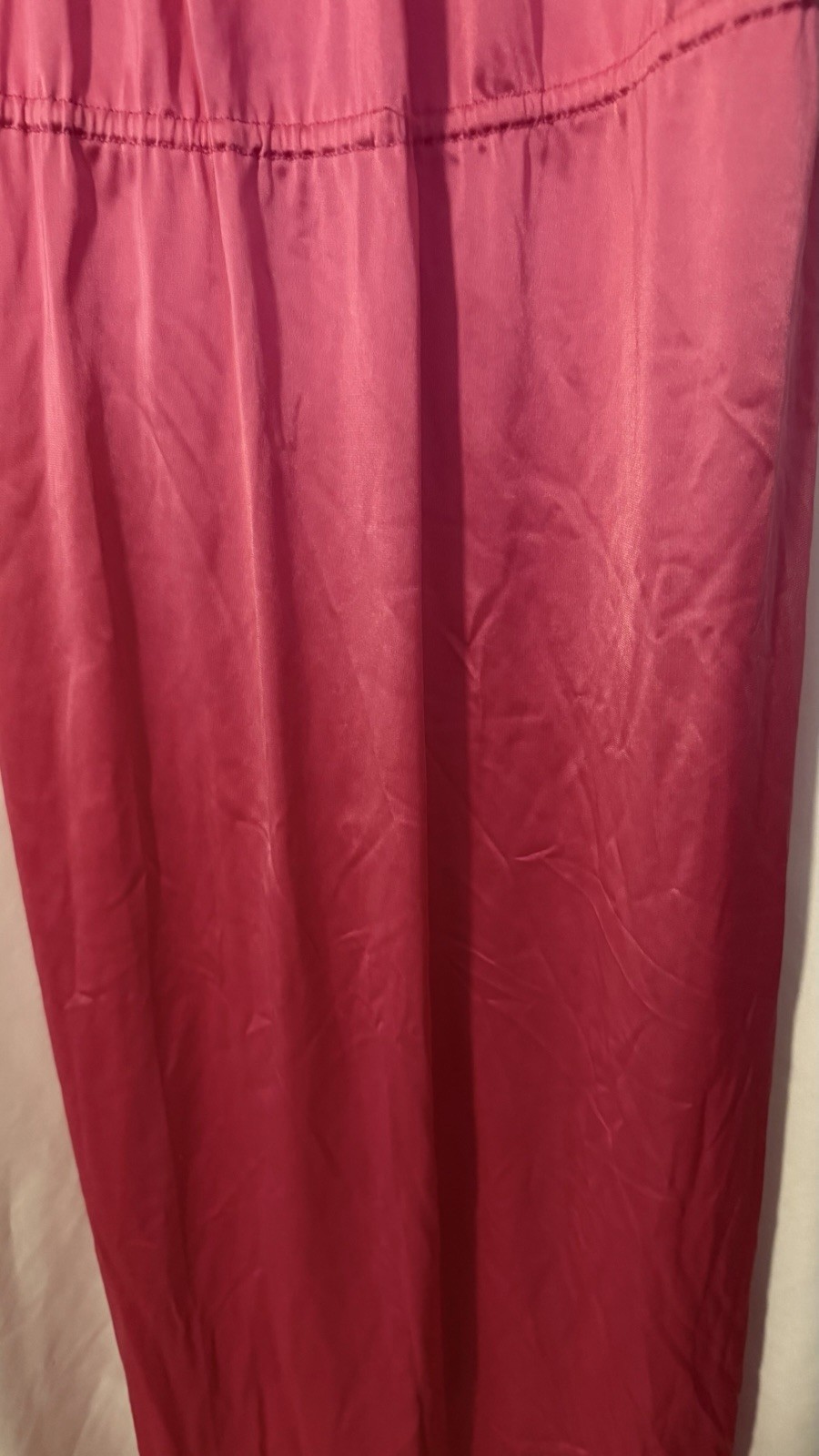Vintage Shadowline Women’s Long Pink Nylon Nightgown Size S Short Cap Sleeve