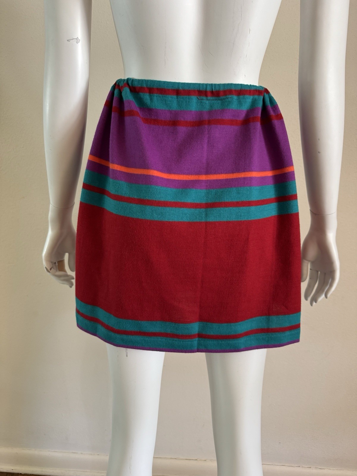 70s Hang Ten Charlies Girls Striped Skirt Tie Waist Mod Surf Swim Skate VTG