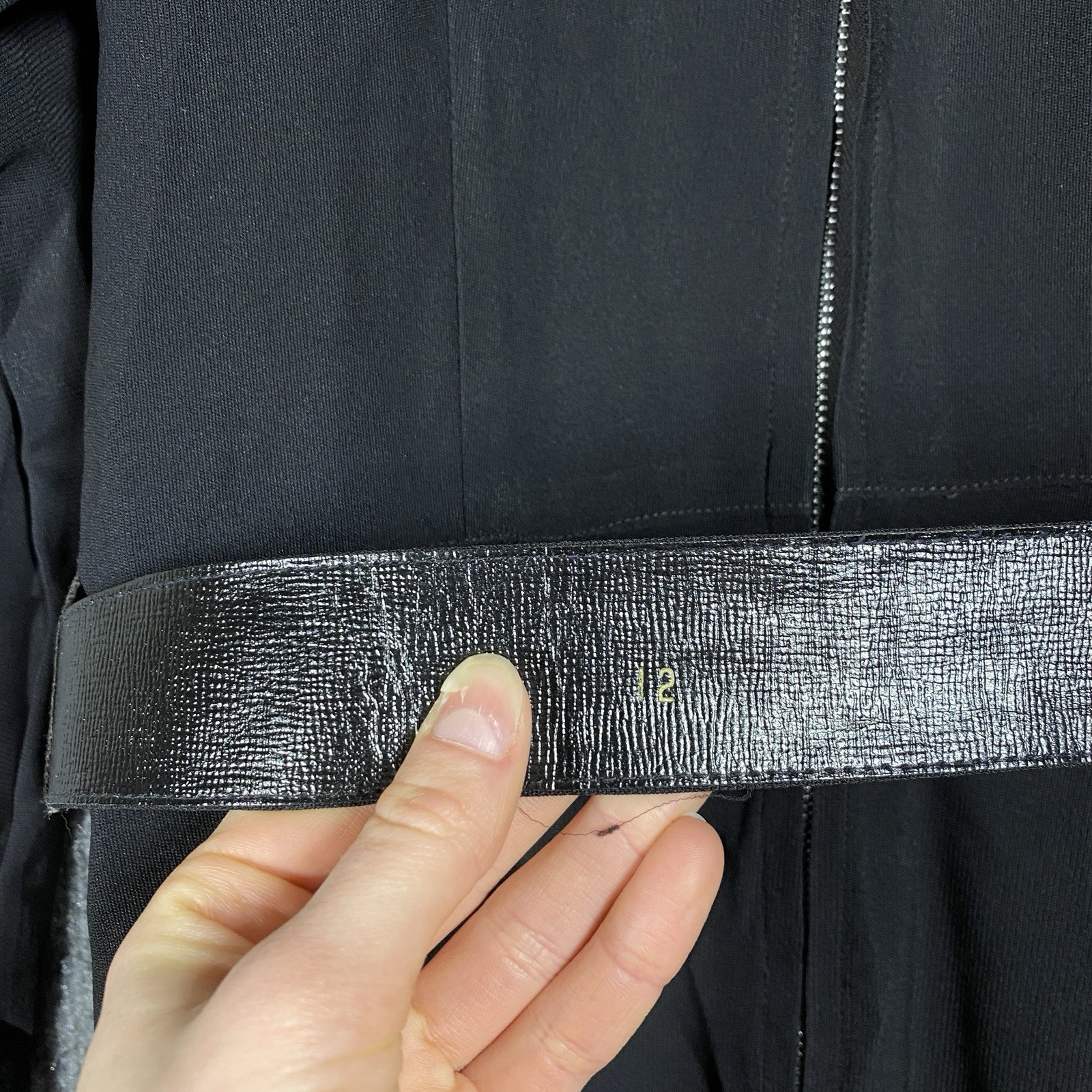 VINTAGE 40s 50s Georgia Wells Black Rayon Red Velvet Dress Belt Long Sleeve