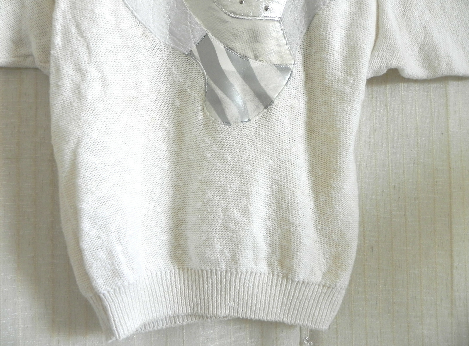 Vtg Bonnie Boerer Sweater Embellisments 3/4 Bat-Wing Sleeve OVER-SIZED Size S