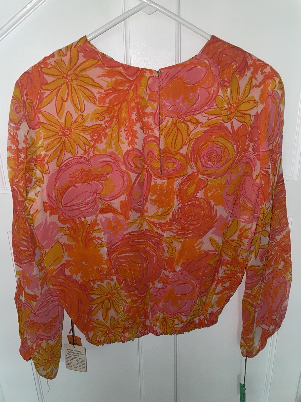 Vintage 60’s 70’s Younkers Robin Fashions Bright Mod Retro Floral LS Top M/L NWT