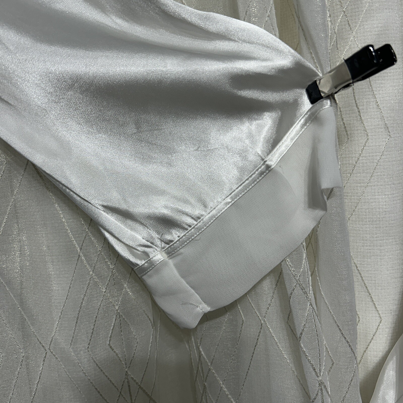 VTG XL 1X Bridal White Babydoll Teddy Lace Peignoir Satin Silky Shiny Negligee