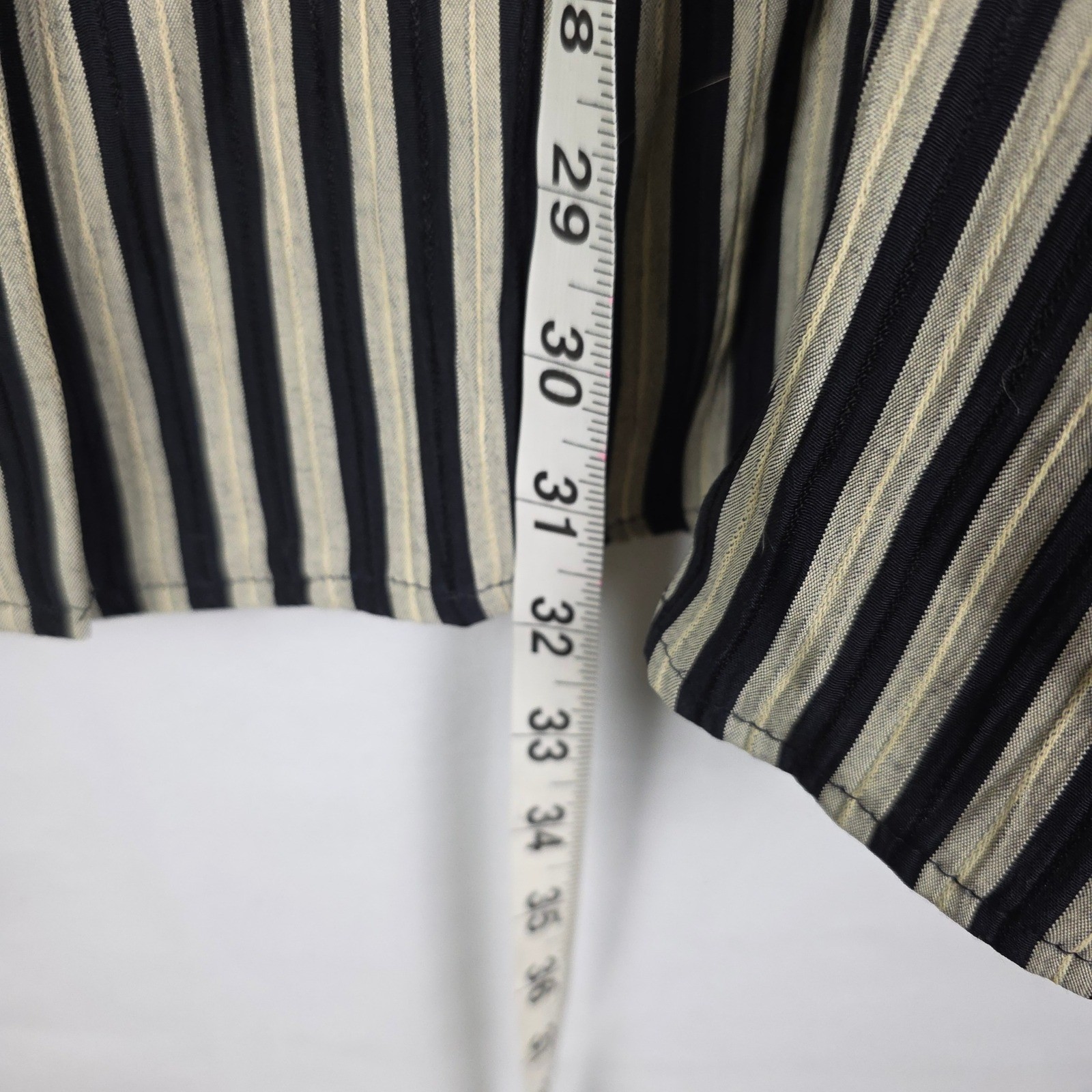 Camille Claudel Vintage Striped Button Up Blouse Black Cream XL Made in USA