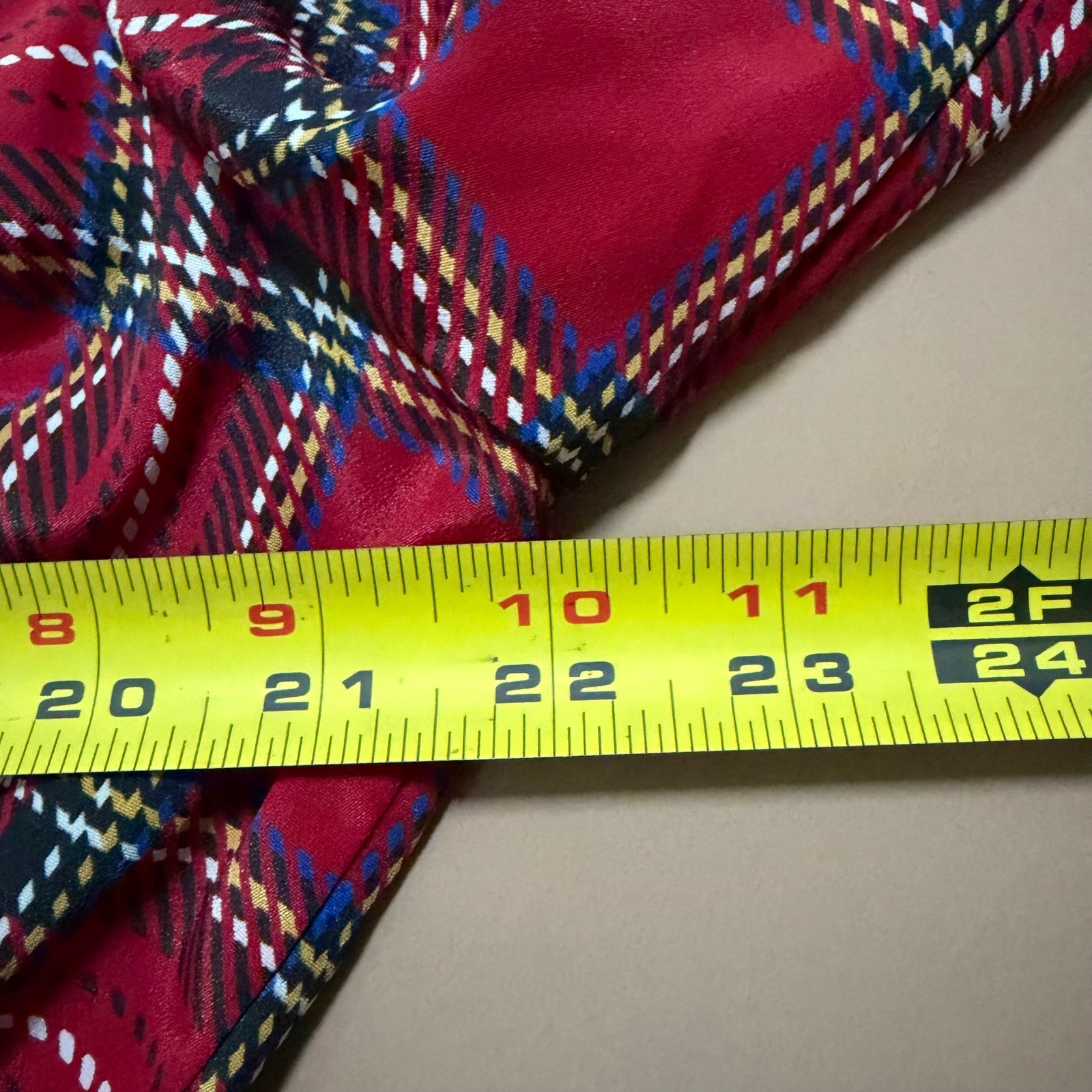 Leslie Fay Vintage Red Plaid Midi Secretary Dress Belted Pleated 18WP Petite