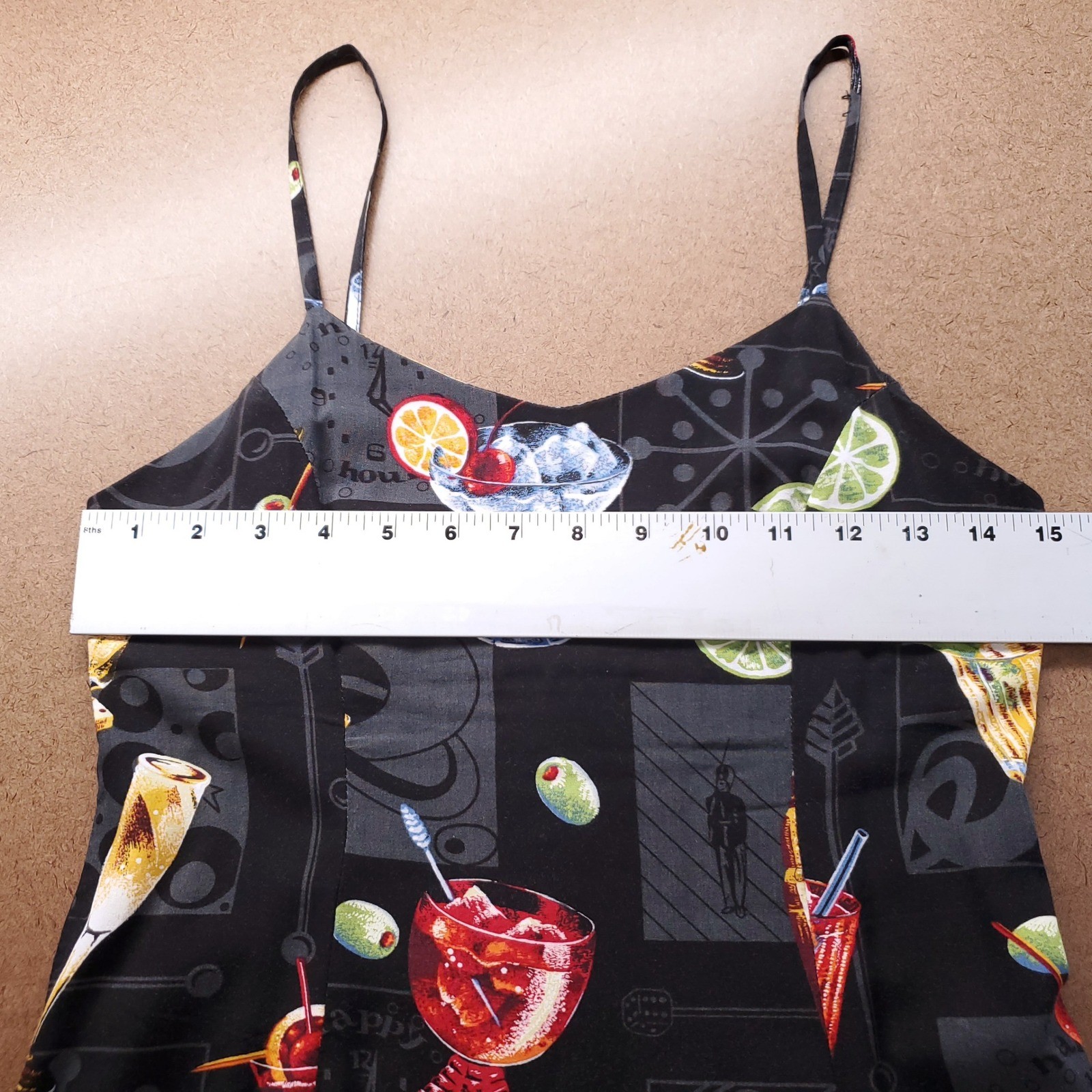 VTG Paradise Found Cocktails AOP Sundress Women S Black Rockabilly Spaghetti