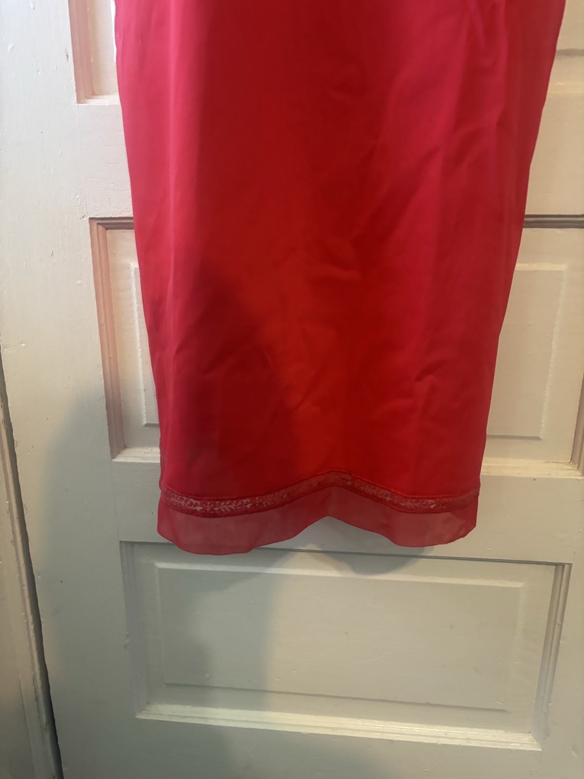 Vintage Rogers Red Embroidered Tricot Full Slip Sz M ~ 34 Inch Bust