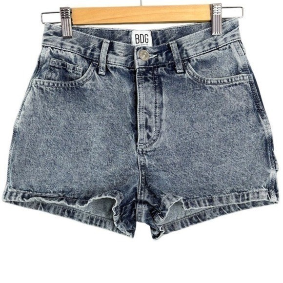 BDG Womens High Rise Carpenter Denim Shorts Sz 25 Blue Acid Wash Retro Nostalgic