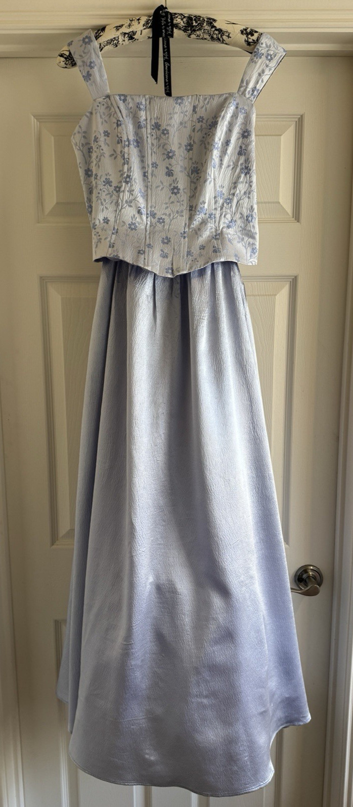 Vintage L.A. Glo Sz 11/12 Prom Dress Blue Lavender Daisies Ball Gown USA Made