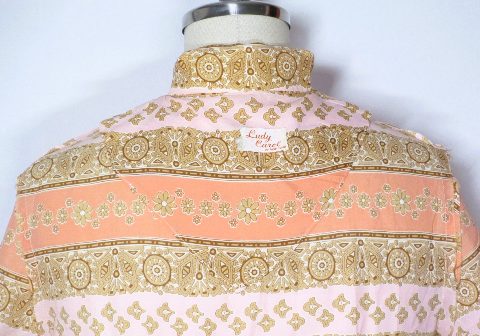 Vintage Lady Carol of NY Sheath Dress, Peach & Tan, Very Nice, Size M