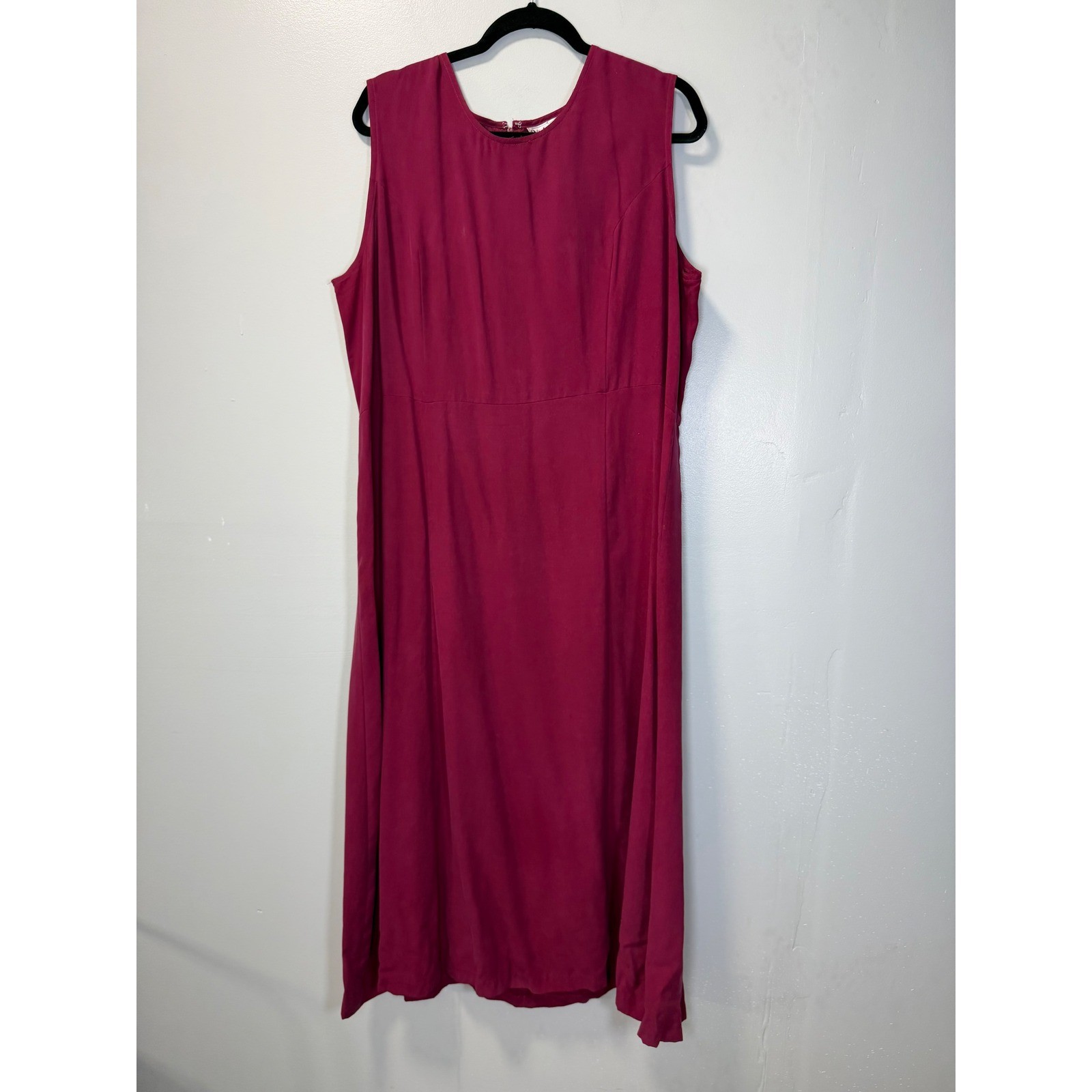 Victoria Holley Vintage Magenta Pink 100% Silk Sleeveless Maxi Dress 18W H74803