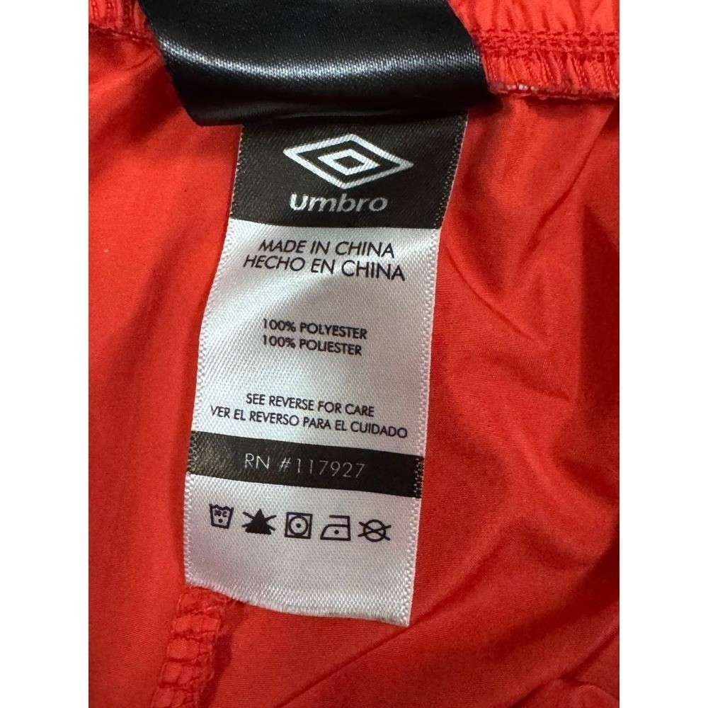 Y2K Retro Umbro Track Pants Womens M Red Joggers Logo Tape Windbreaker Pants