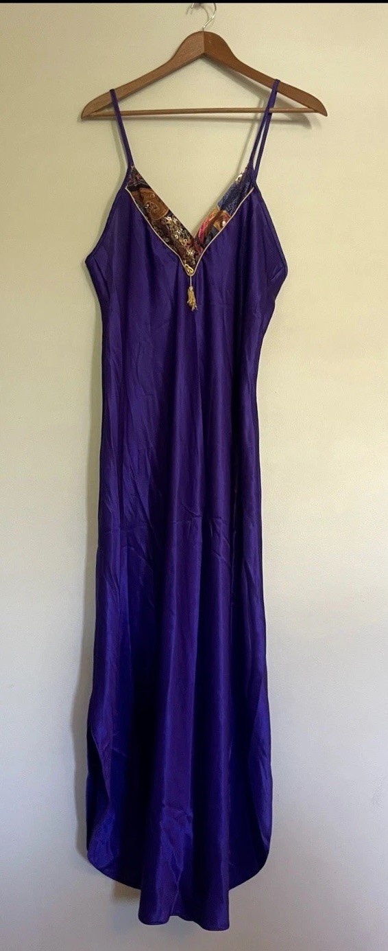 Vintage Lucie Ann II Purple Maxi Satin Slip Dress. Large. Dreamy. Y2K. Fairy.