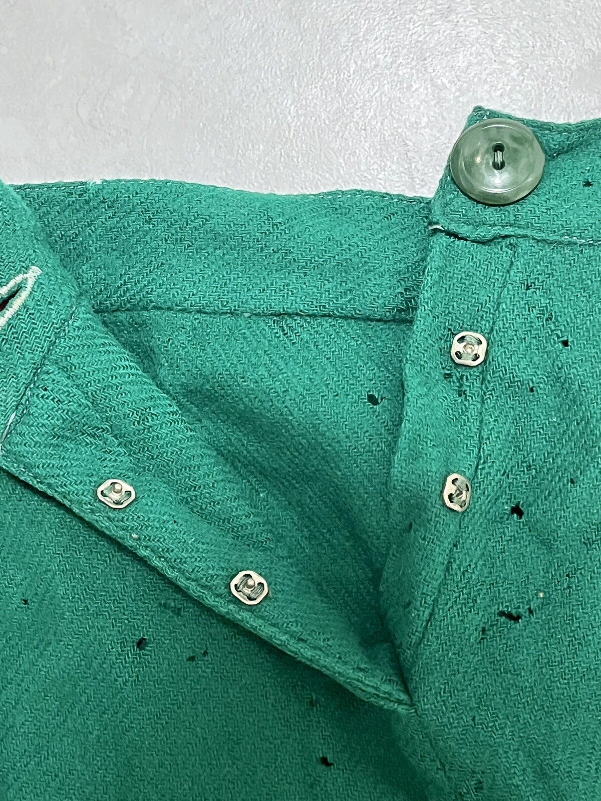 Vintage Early 1900s Fabric Handmade Dress W/ Homemade Repairs metal button 24×26