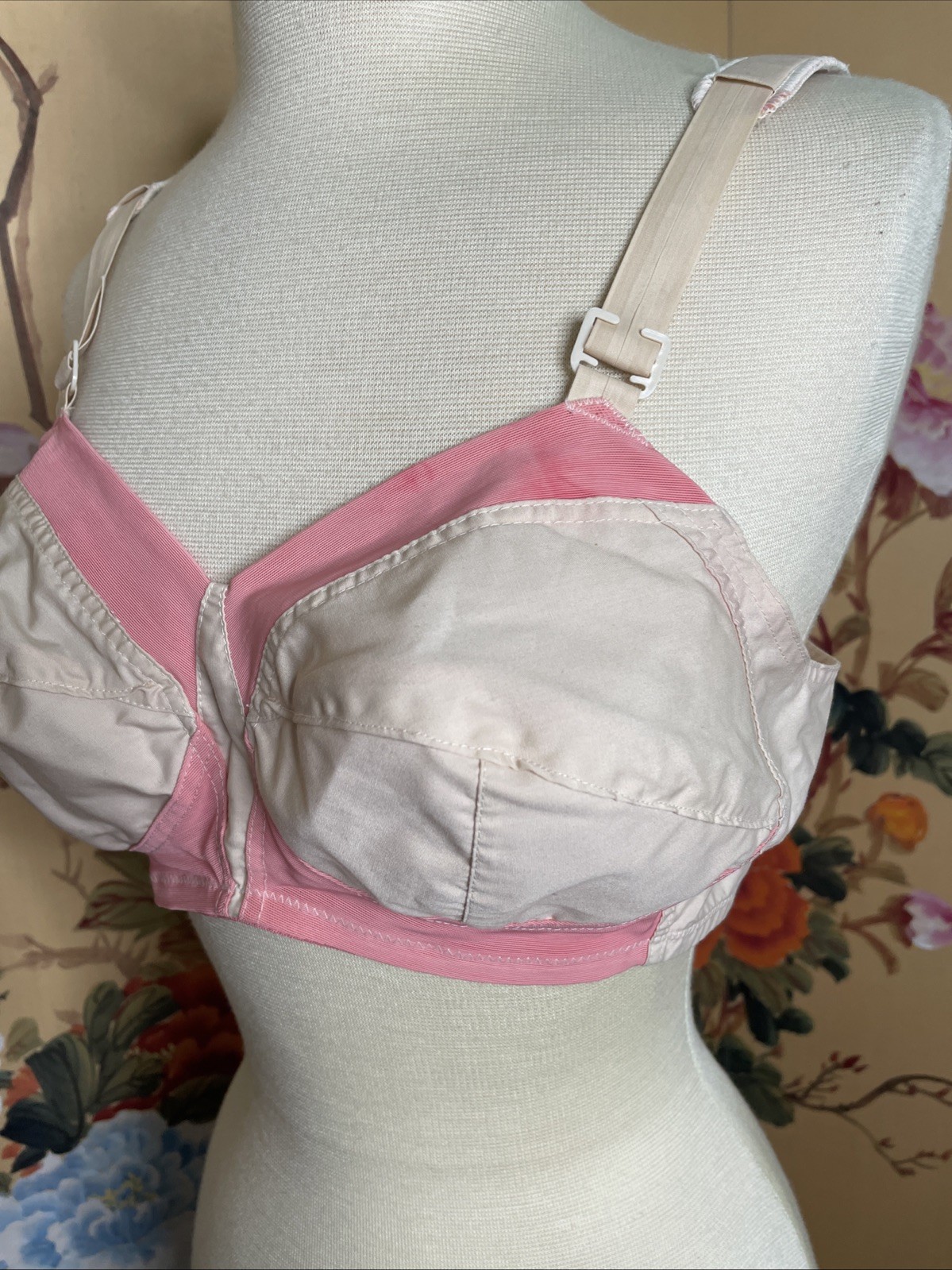 Vintage Exquisite Form Bullet Bra Sz 36C Pink Two Tone Pinup Retro Pointy