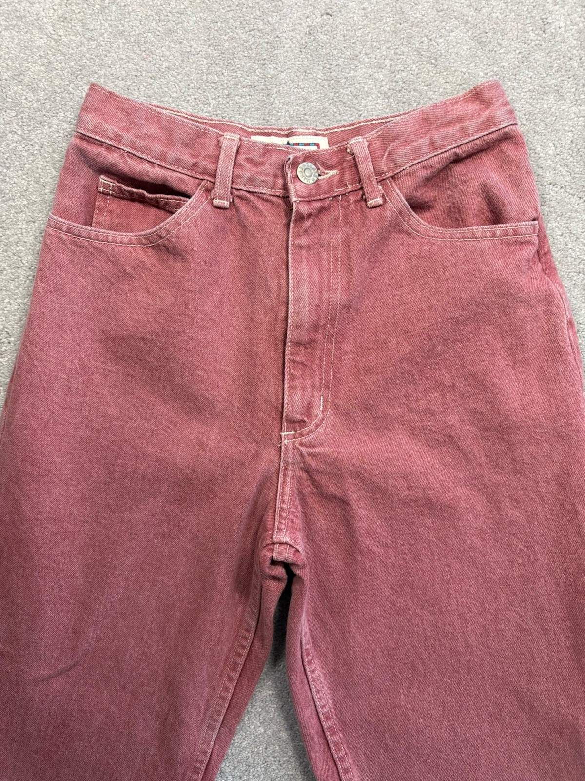 80s Mixed Blues High Waisted Denim Jeans Vintage Made in USA Size 9 Red