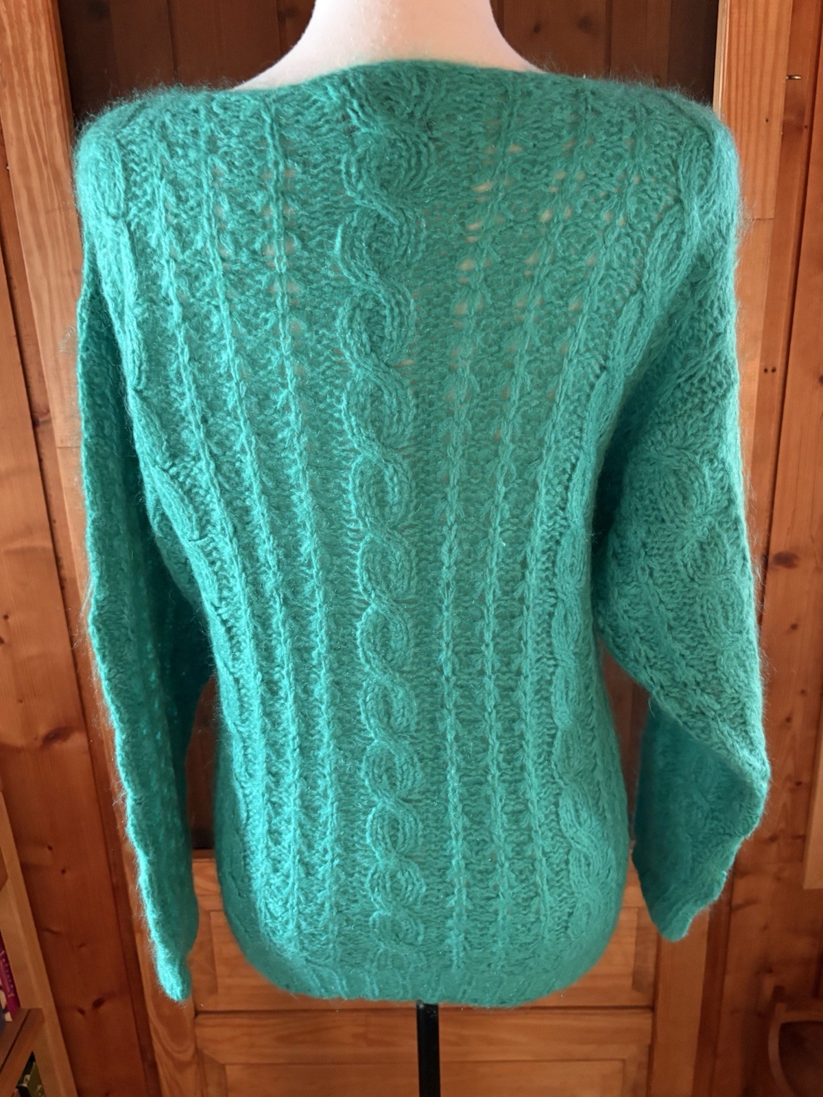 Vintage FIA ITALIA Knit Mohair Sweater Pullover Green Fuzzy S