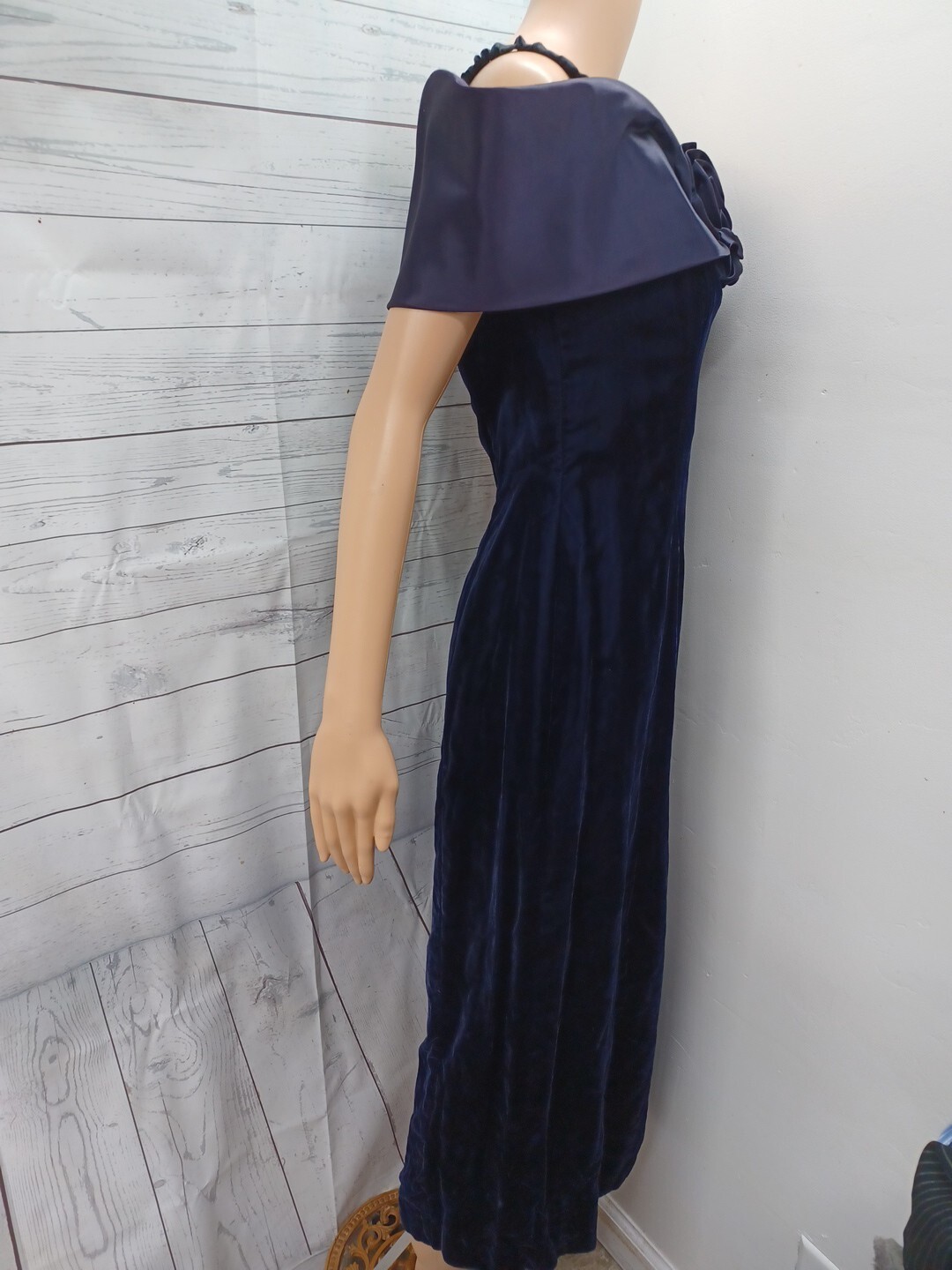 Vtg Expo Nite Prom Dress off shoulders purple velvet taffeta Sz 8