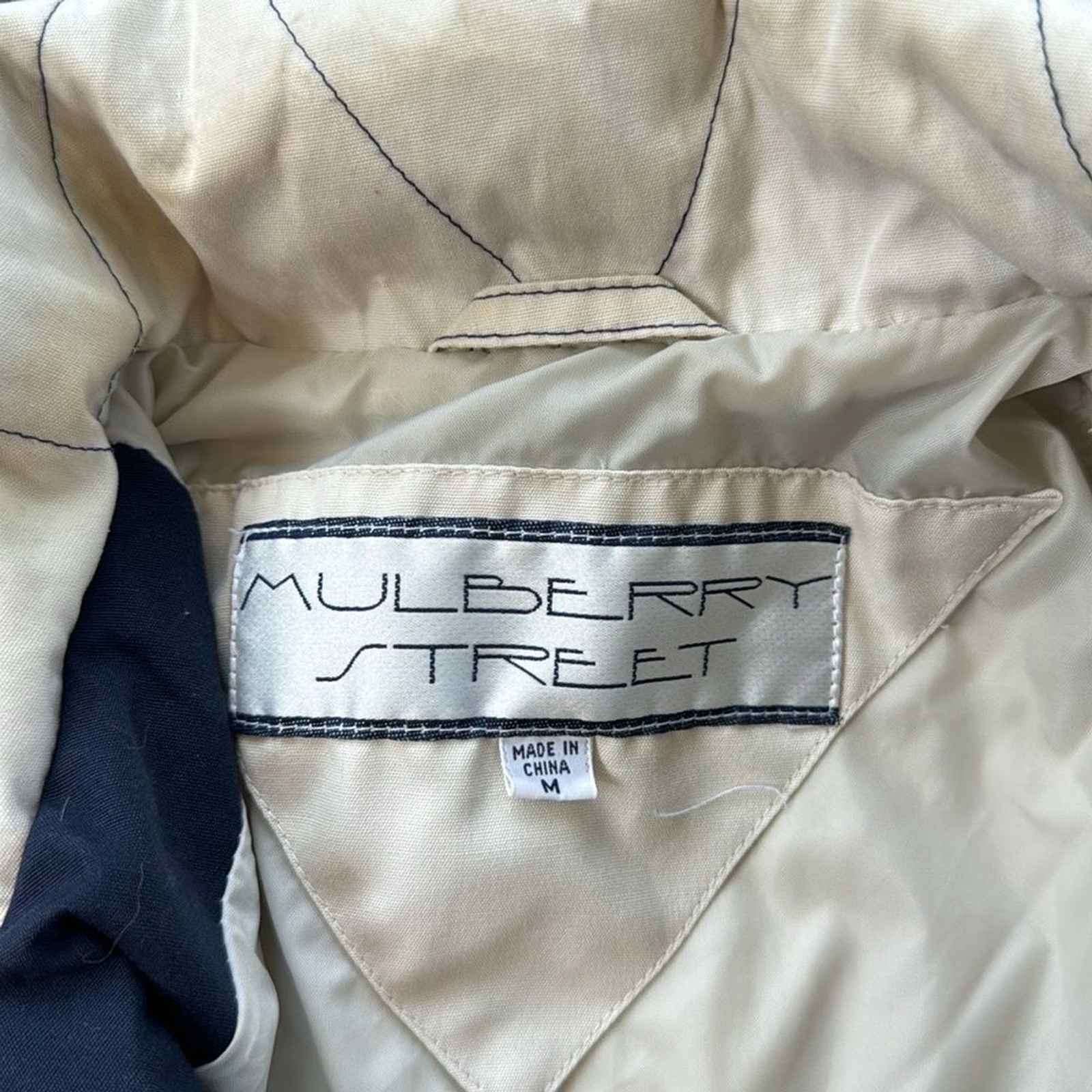 Vintage Mullberry Street Nautical Jacket Cream Navy Medium