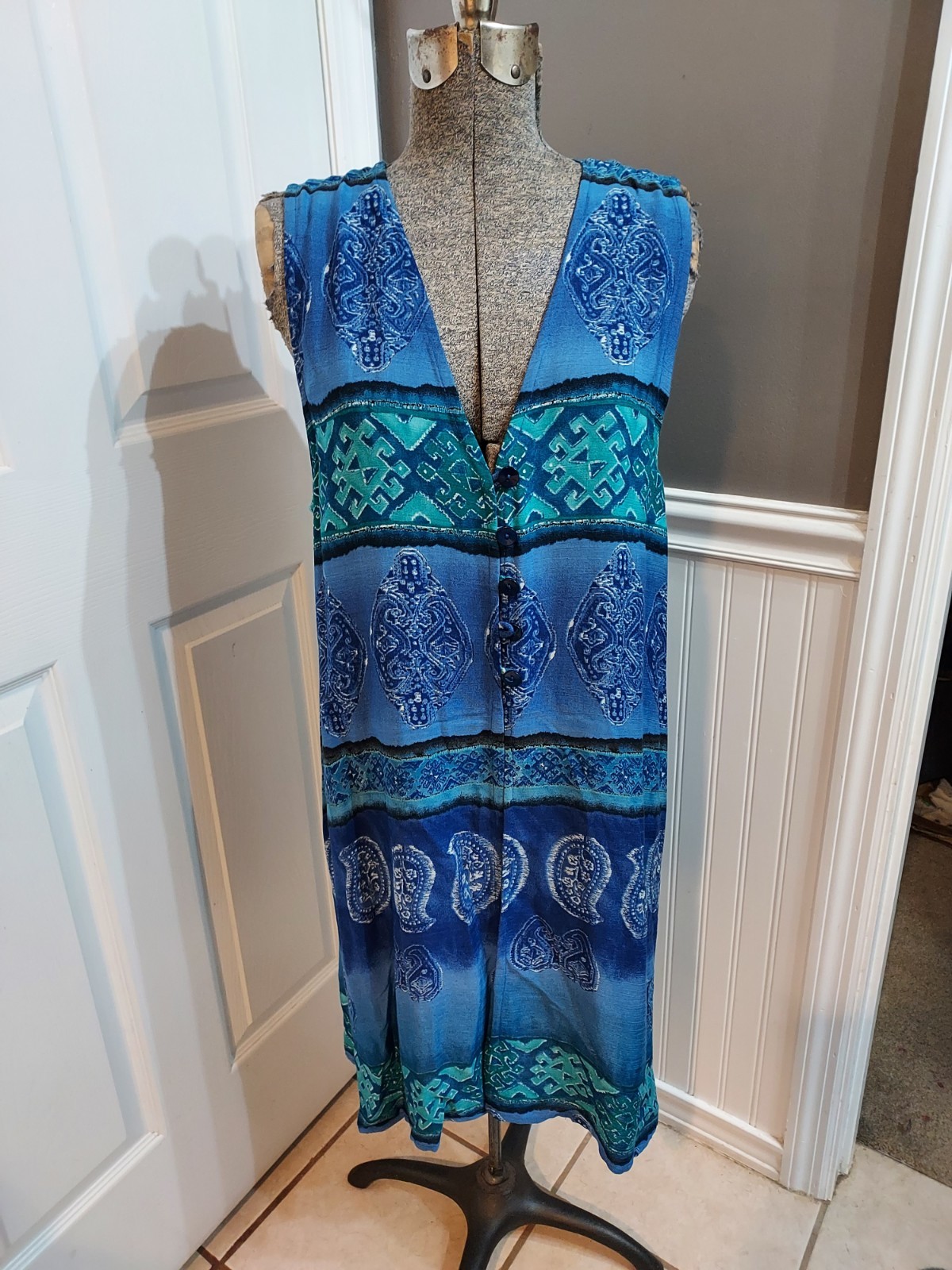 Women’s Vtg 80’s AKF New York Multicolor Paisley Sleeveless Tunic Top Sz S