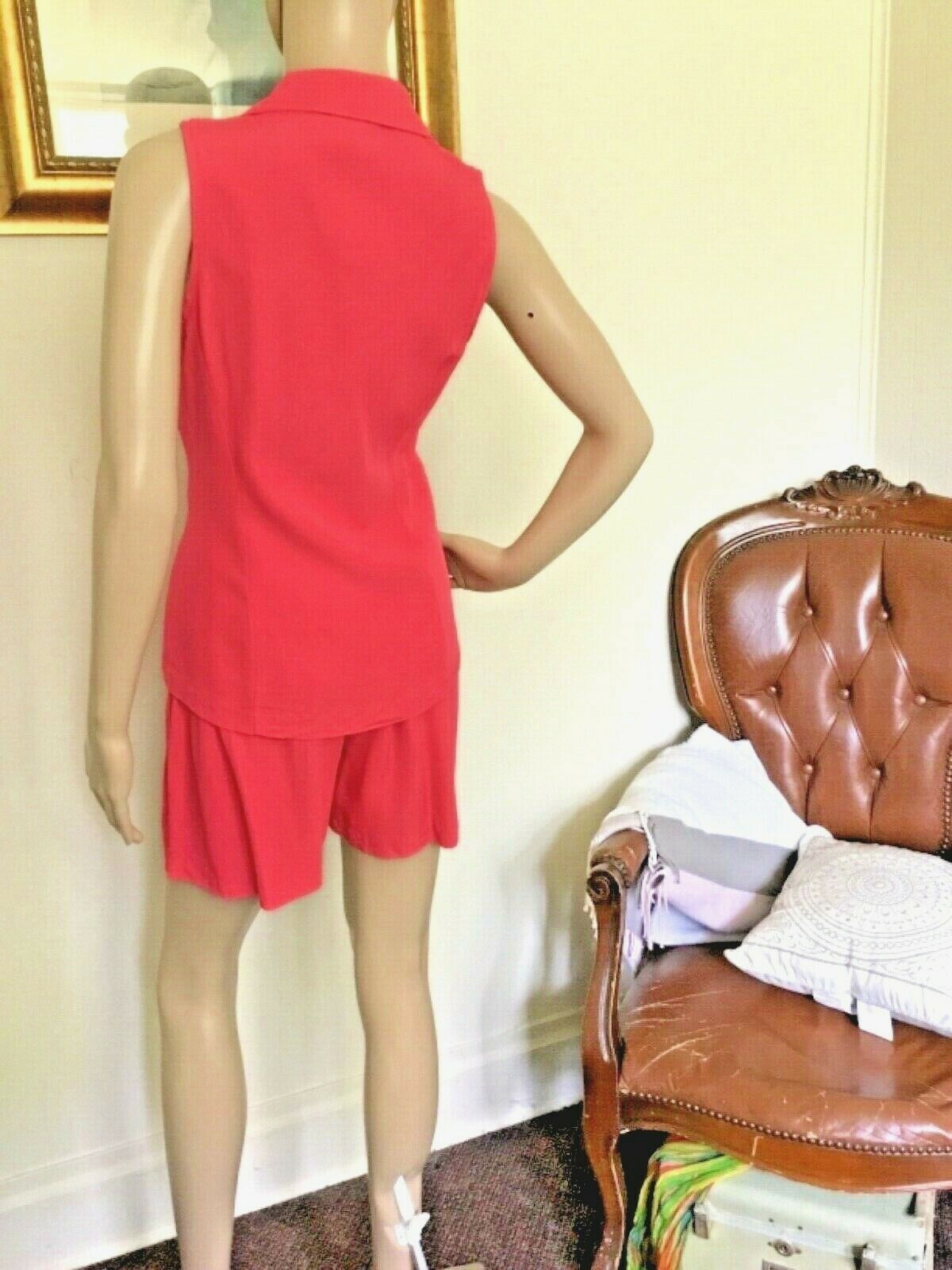 80s Vintage Fuchsia Sleeveless Top Hi-Waist Shorts Set