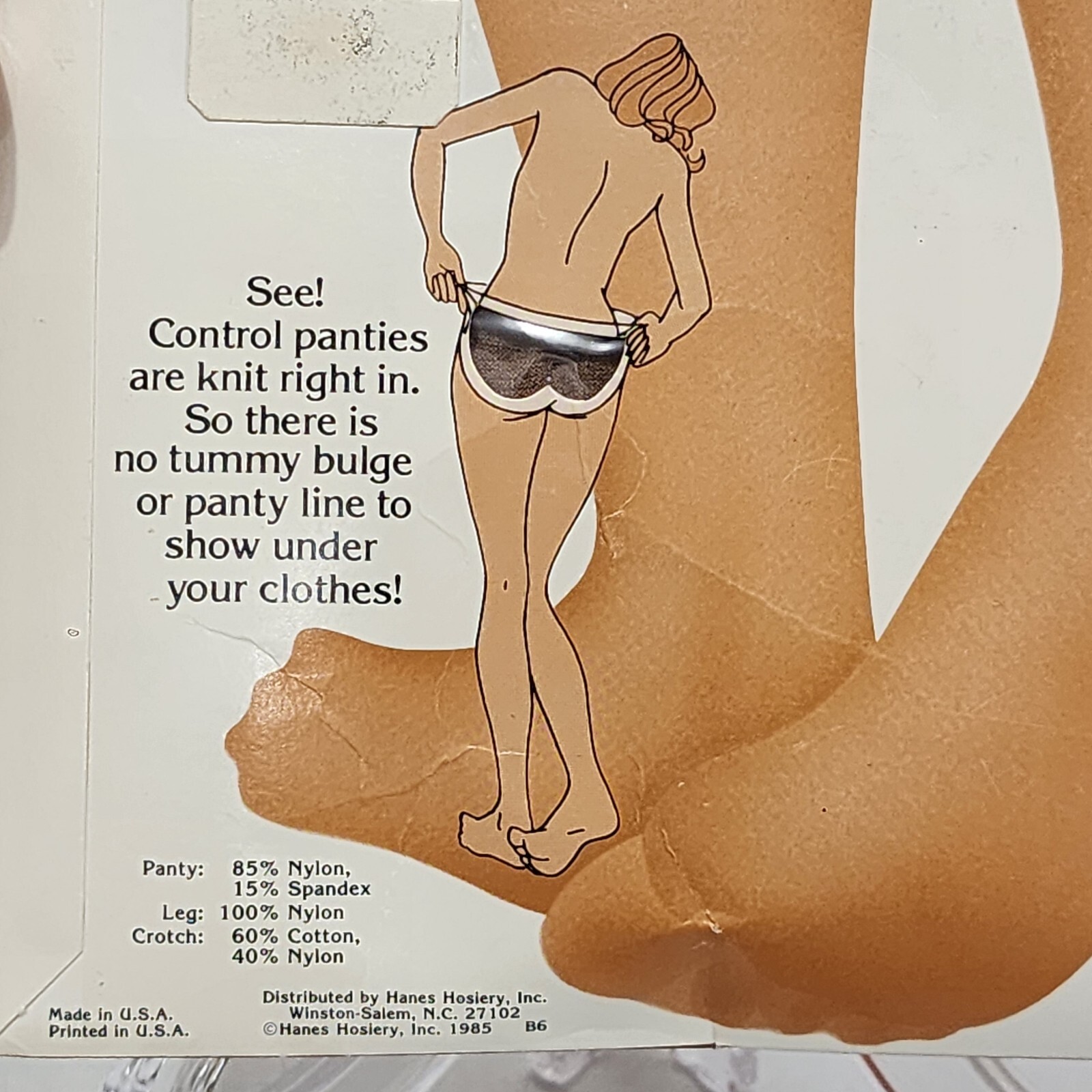 NOS Vintage 1985 Slenderalls by Underalls Pantyhose #330 Queen Nude legs & brief