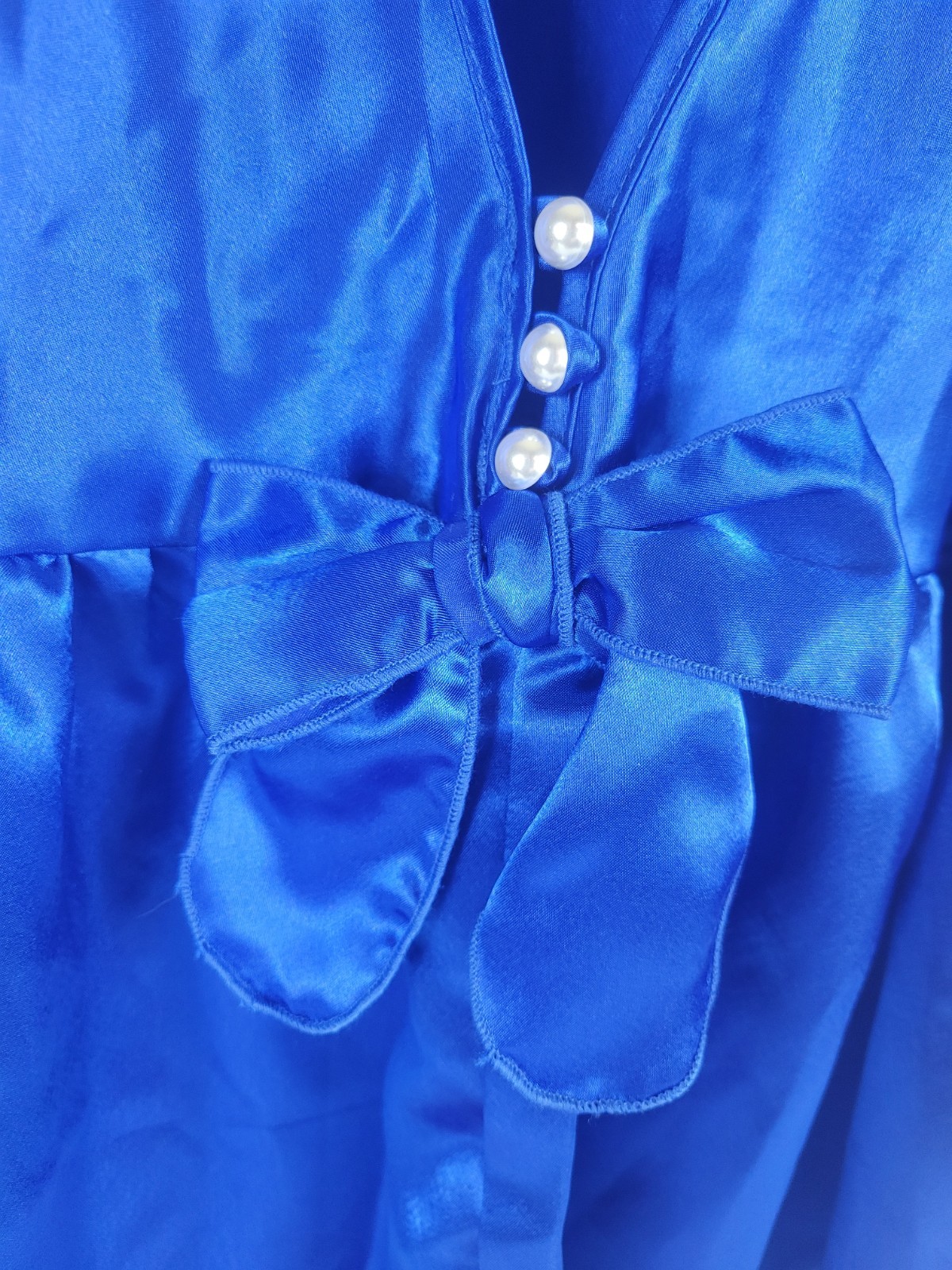 Vintage Lady Cameo Dallas Blue Satin Chemise Lingerie Nightgown Size Large USA