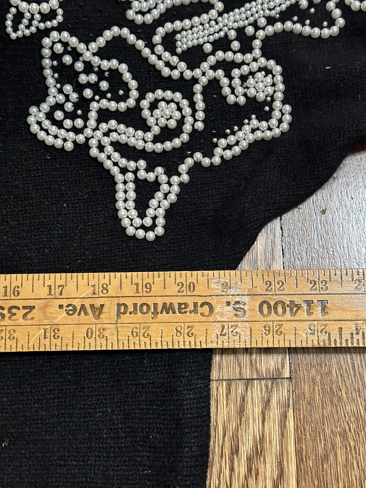 Vintage Gladys Bagley Silk/Angora/Lambswool Black Sweater Heavy Pearl Beading M