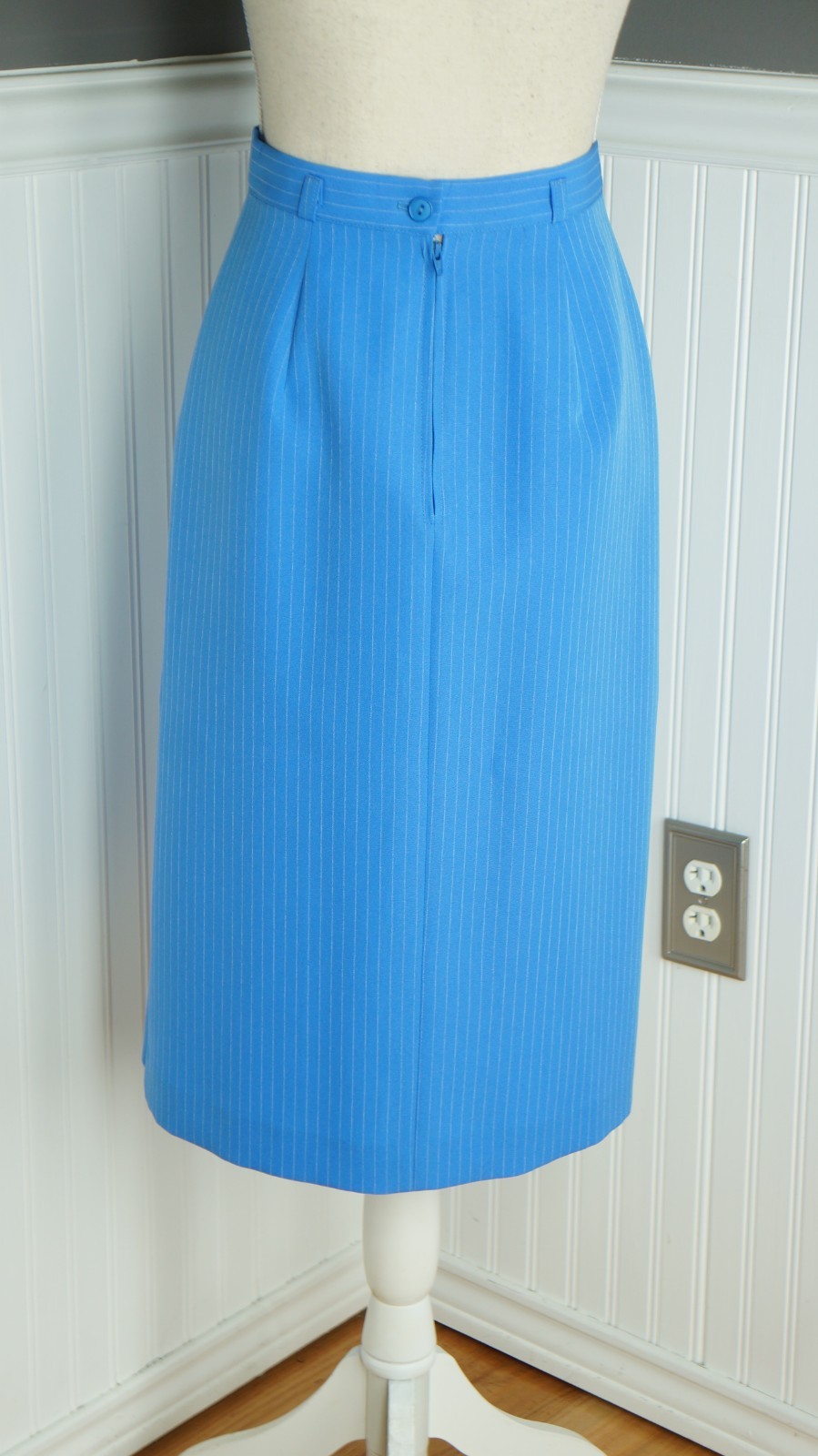 International Ladies Garment Workers Union Label Pinstriped Blue Pencil Skirt