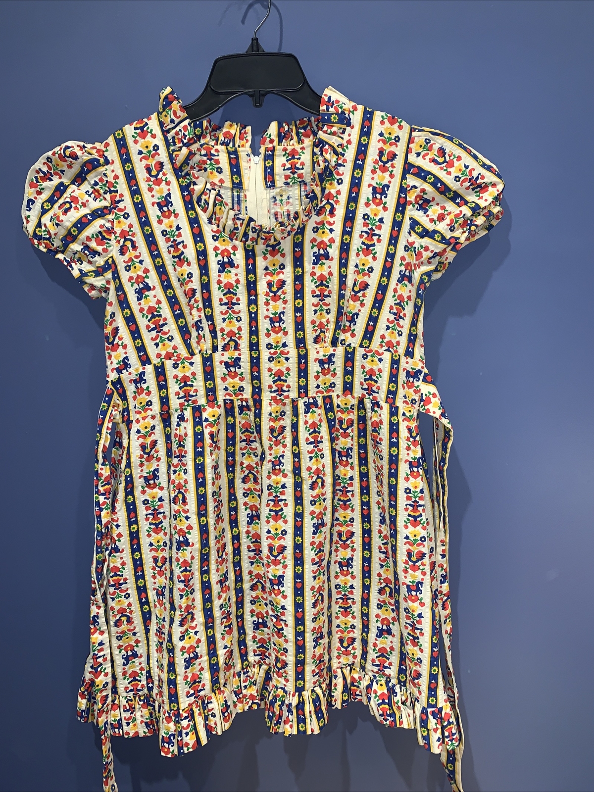 Rooster Horse Fair Isle Holland Print, Cottage Core Praire Dress