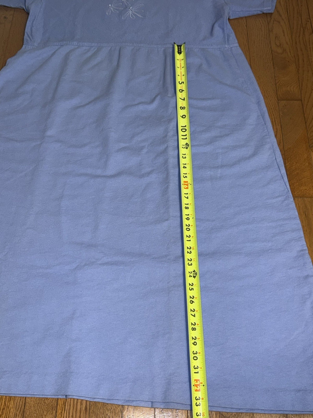 Women’s XL Vintage SK Sport Dress-Dragonfly-Blue-made In USA 100% Cotton
