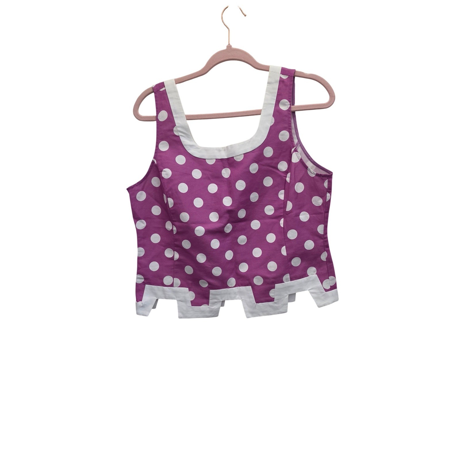 Tyler Böe Linen Cotton Polka Dot 2 Piece Set Womens 10 Vest Wide Leg Pants Pink
