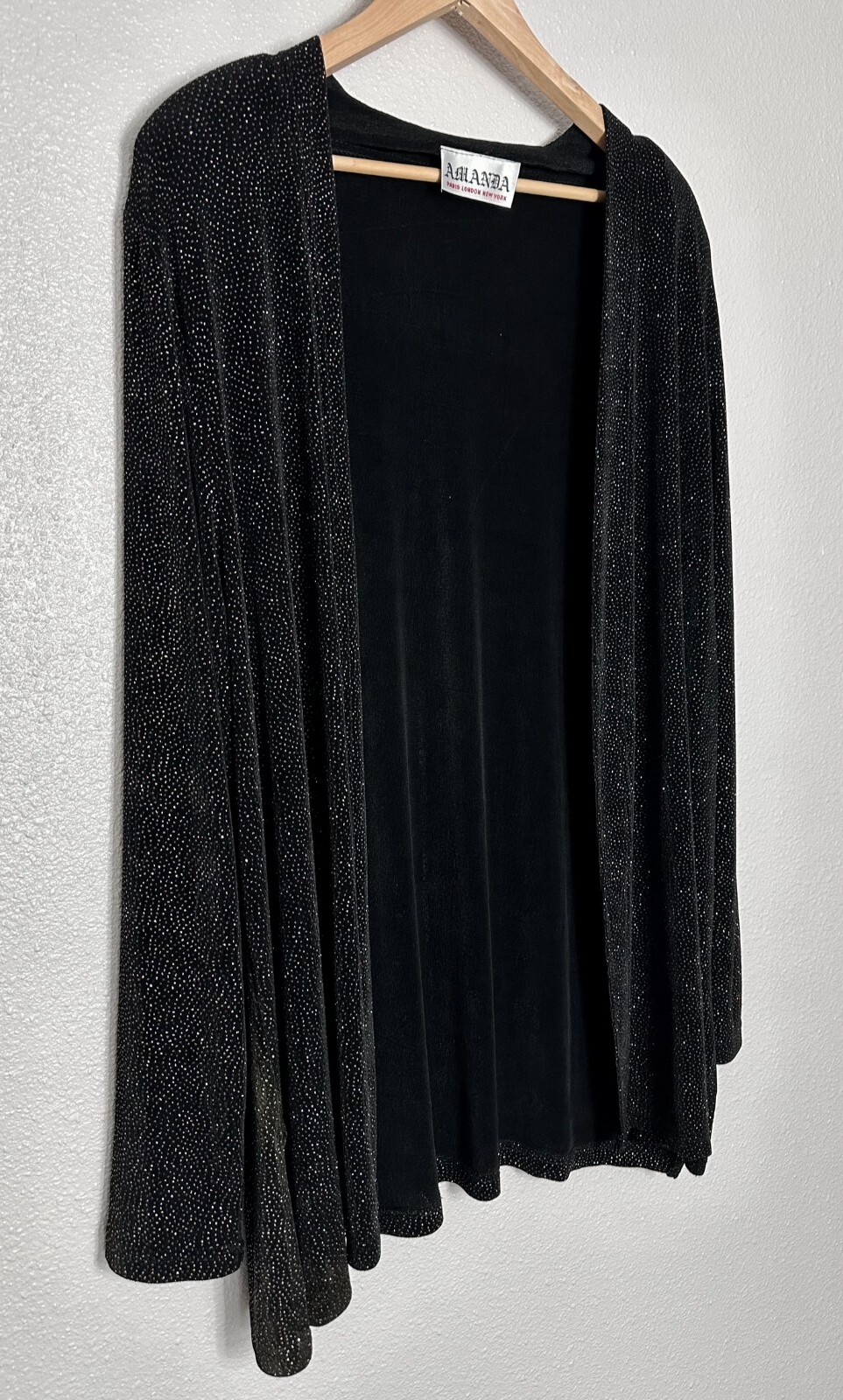 Vintage Amanda Black w/ Iridescent Sparkle Open Front Stretch Cardigan – Women’s