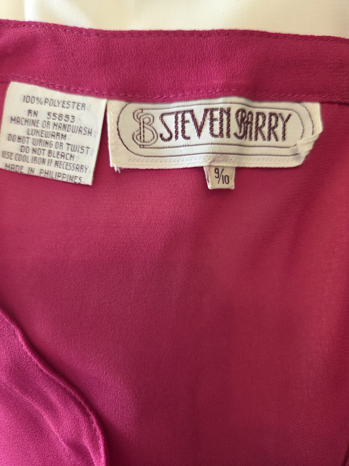 Vintage 80s Steven Barry Hot Pink Lightweight Sheer Button Front Top Shirt 9/10