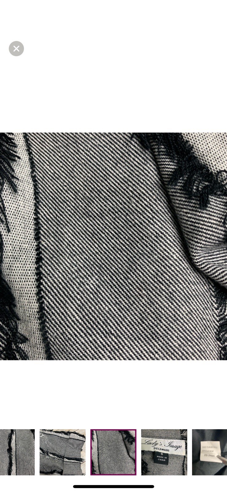 Vintage 80s Blazer Jacket Grey Gray White Stripes With Black Eyelash Mat Sz 8
