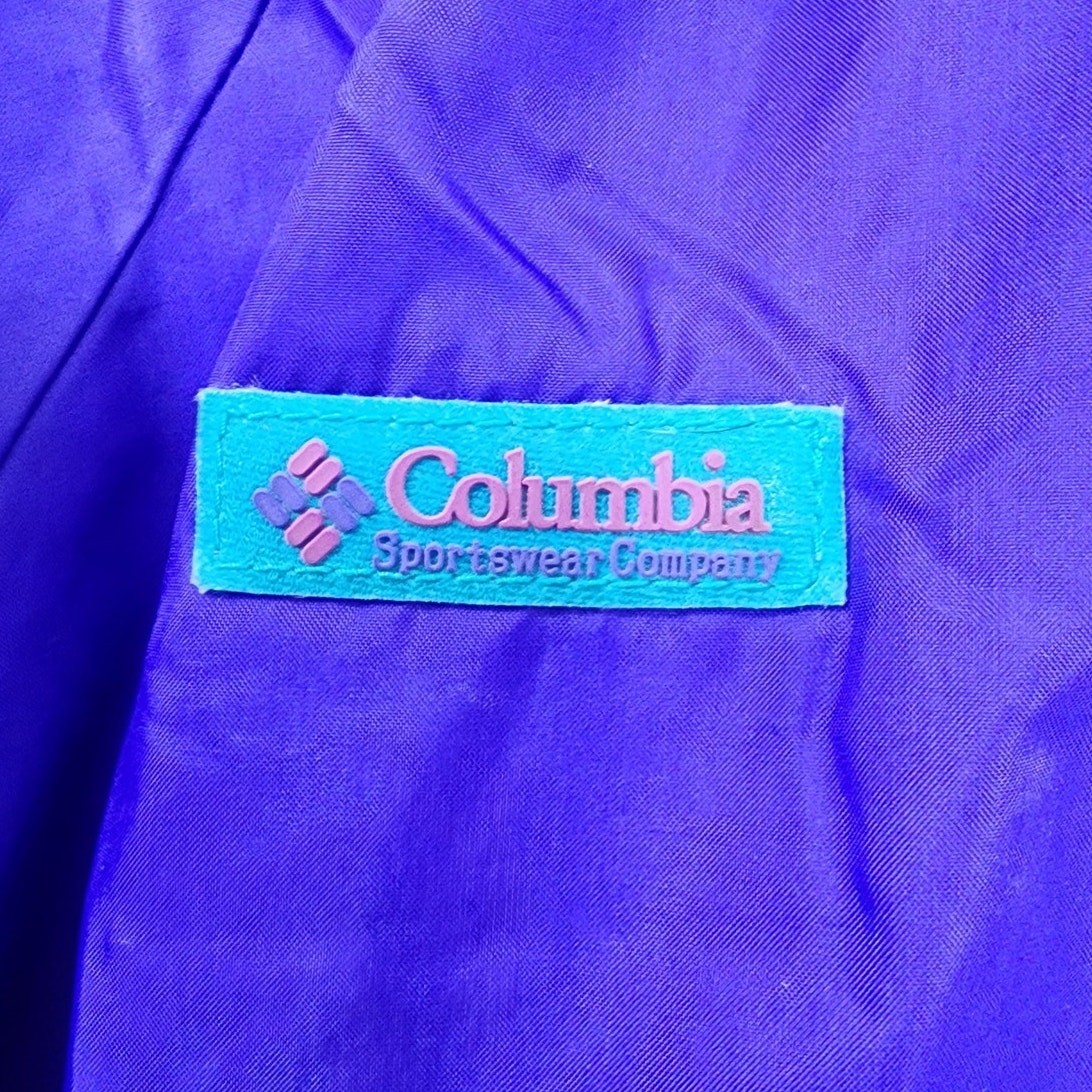 Vintage Columbia Coat Womens XL Blue Purple Reversible Radial Sleeve Puffer Zip