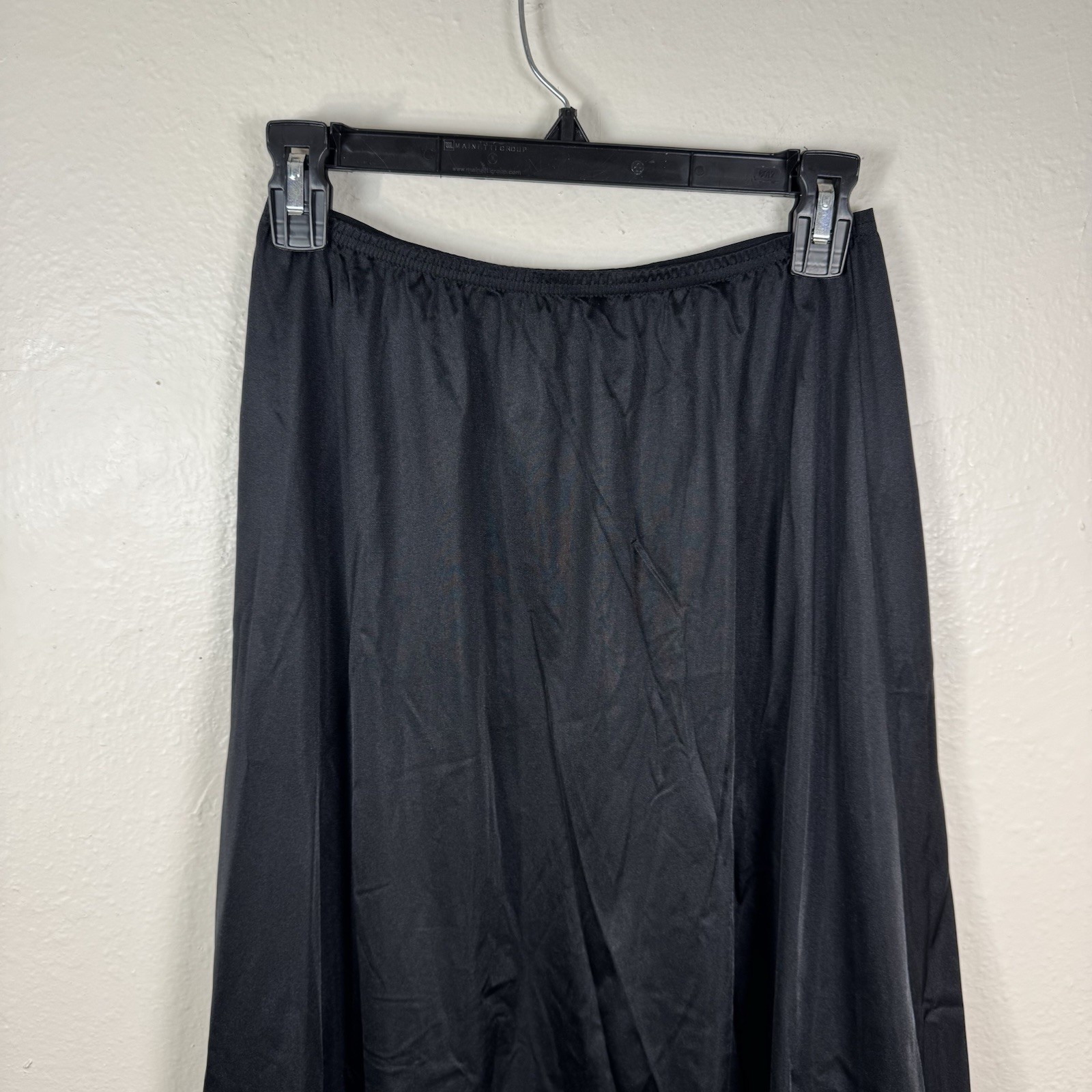 Vintage Vanity Fair Womens Black Maxi Skirt Slip Tricot Nylon Size M Lace Hem