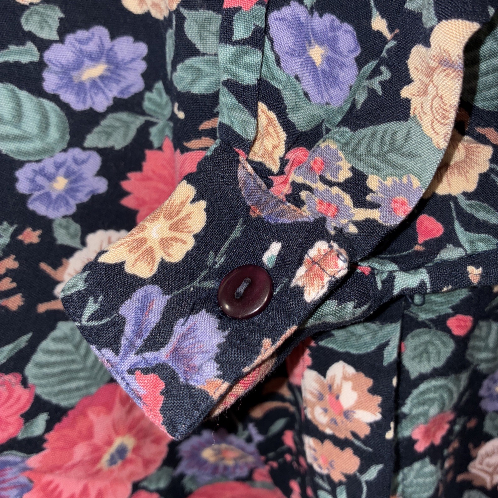 Vintage Paris Sport Club Shirt Women’s Size Small Floral Print Button Up LS 90’s