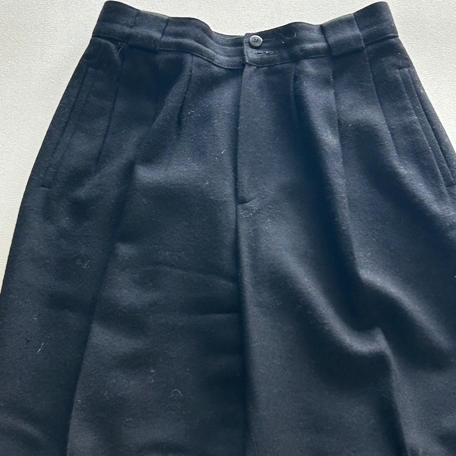 Giorgio Sant Angelo Wool Trousers Womens 6 Black Pleated High Waist Vintage 90s