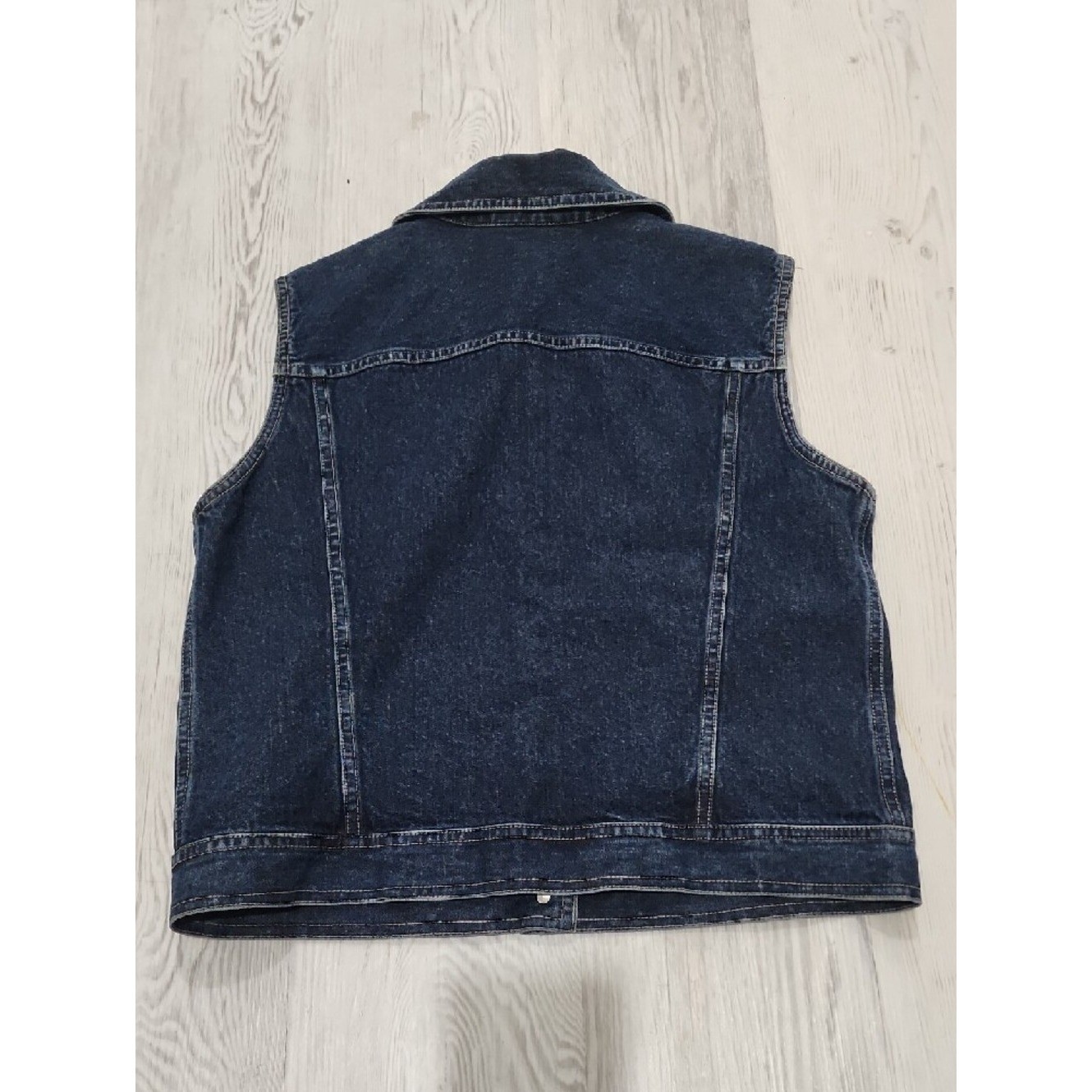 90s/Y2K Liz Claiborne Dark Blue Denim Vest with Chest Pockets
