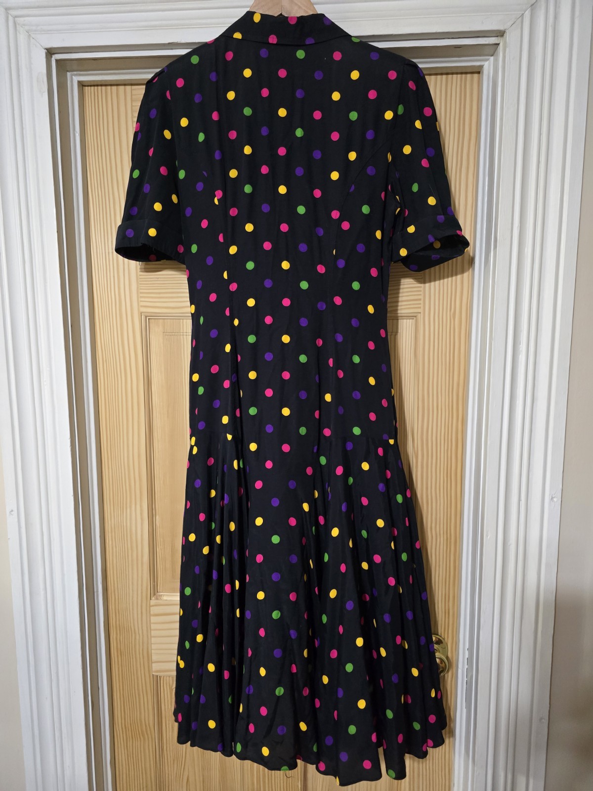 1980’s Phoebe Brand Black Dotted Dress With Flaired Skirt Stranger Things