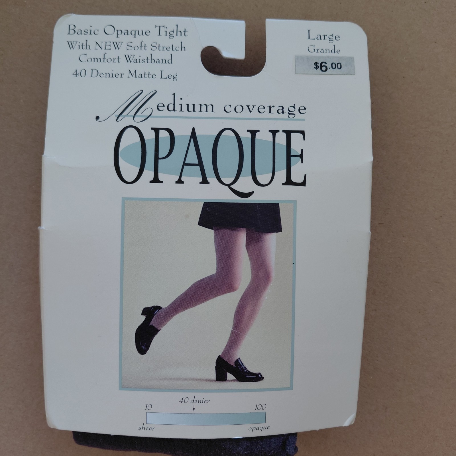 Vintage JCPenney Medium Coverage Gray Opaque Tights Large 40 Denier USA NOS
